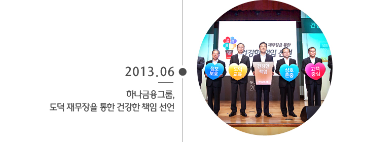 2013년 06월 하나금융그룹, 도덕 재무장을 통한 건강한 책임 선언